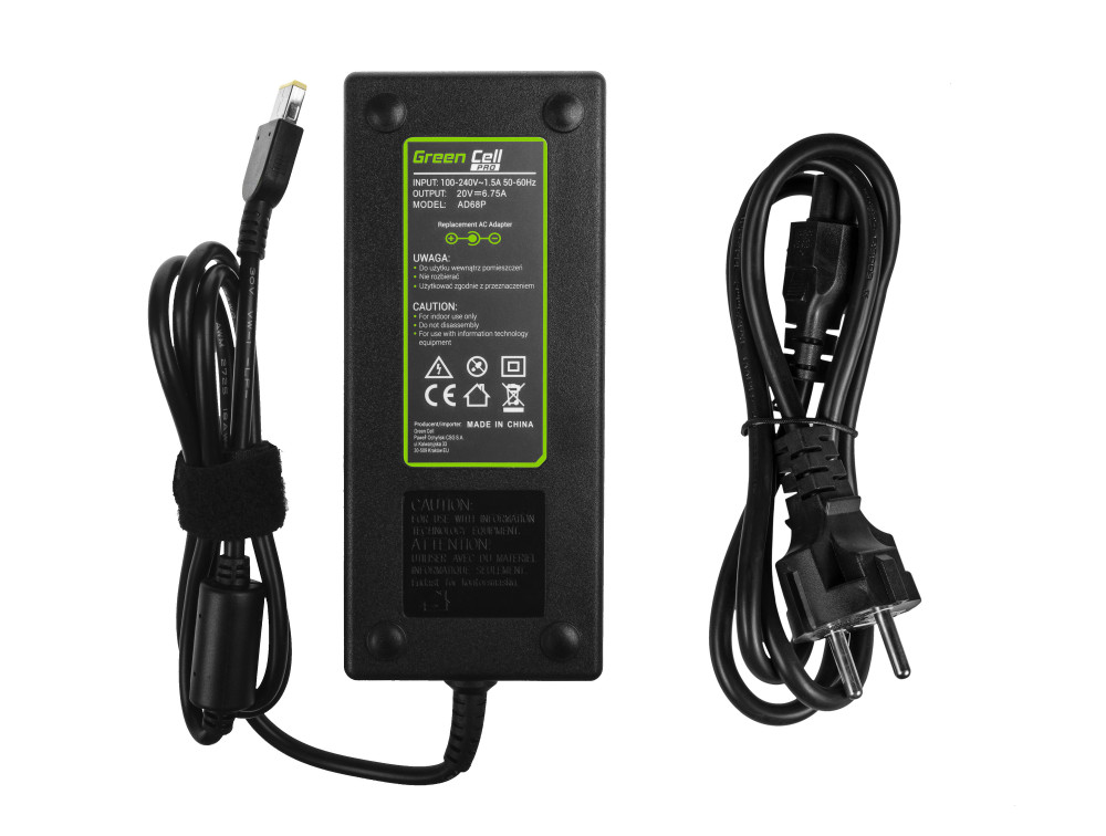 Green Cell PRO Laturi / AC Adapter 20V 6.75A 135W (AD68P) Lenovo Ideapad Gaming L340-15 L340-17 15ARH05 15IMH05 Legion Y520 Y530