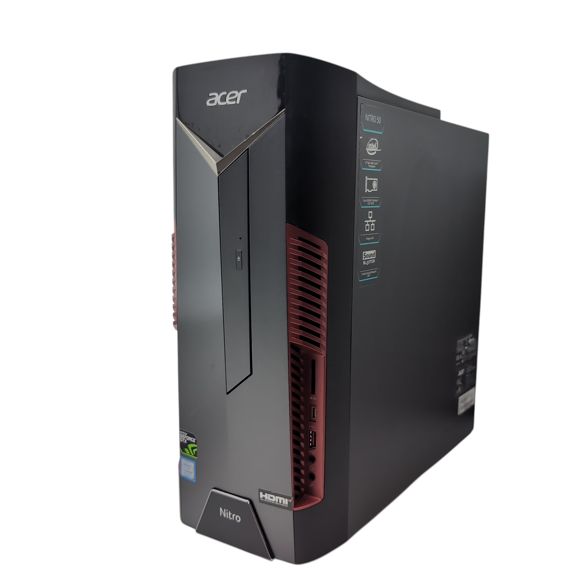 Acer Nitro N50-600 Pelitietokone/i5-8400 (6-ydin)/8GB DDR4/512GB SSD/GTX 1050TI/W11 Home/WiFi/A