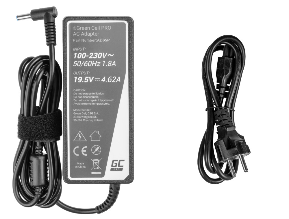 Green Cell PRO laturi 19.5V 4.62A 90W HP 250 G2 ProBook 650 G2 G3 Pavilion 15-N 15-N025SW 15-N065SW 15-N070SW (AD65P)